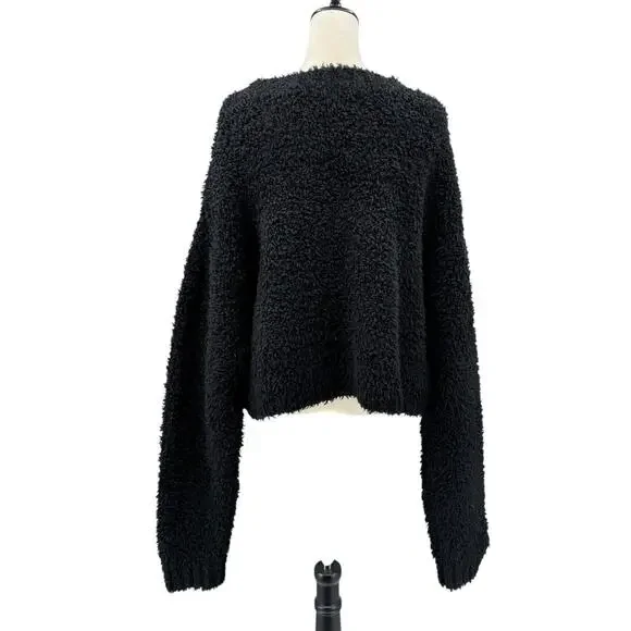 Shoreditch Ski Club NWT Rocky Cropped Crew Neck Wool Blend Relaxed Fuzzy Sweater
